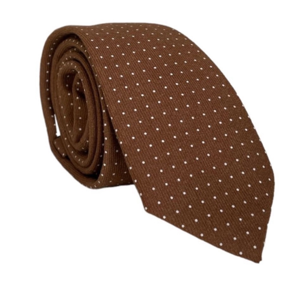 Men’s skinny necktie in cognac brown